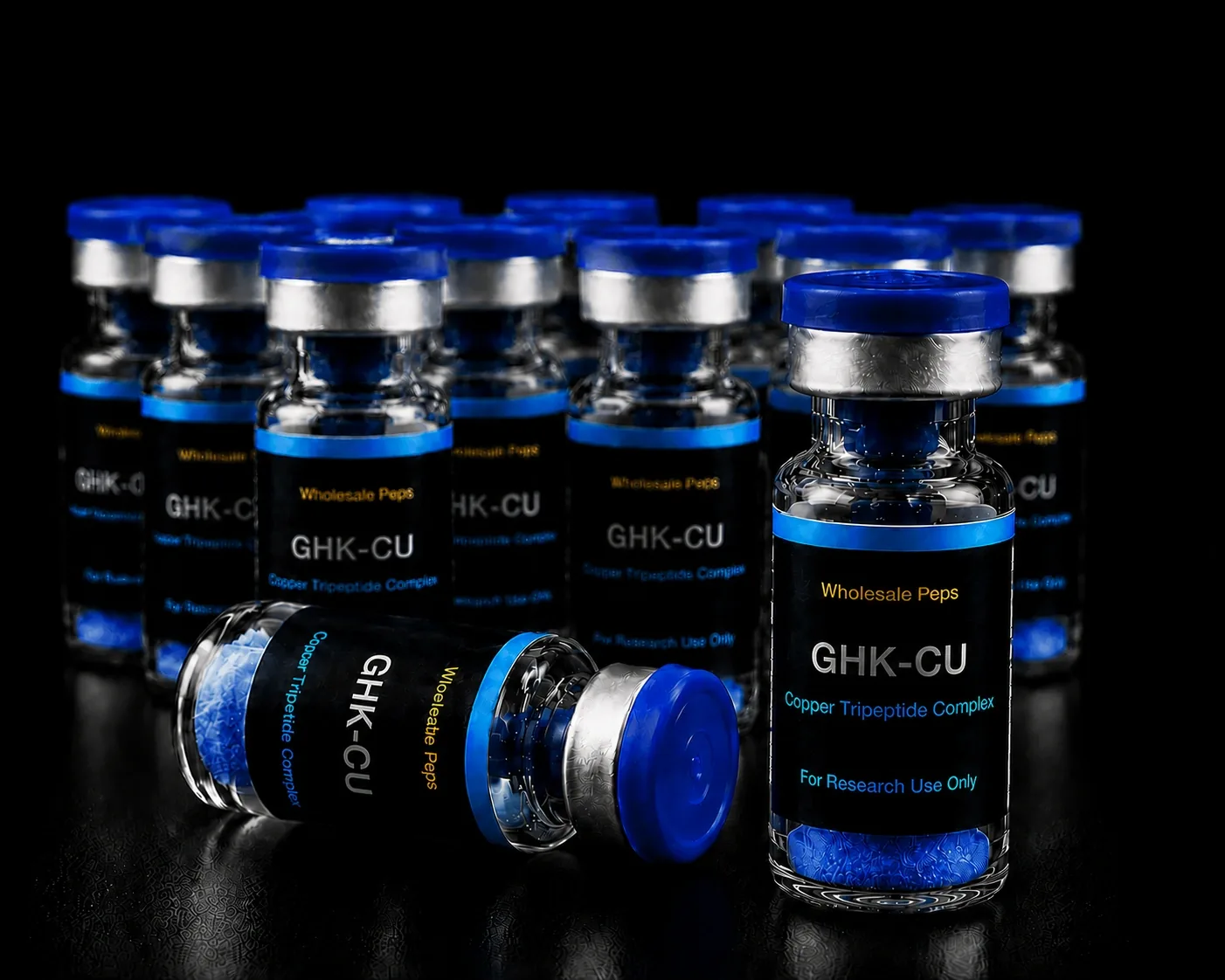 GHK-Cu 50mg–100mg research peptide vial — Copper Tripeptide Complex